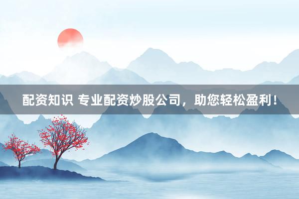 配资知识 专业配资炒股公司，助您轻松盈利！