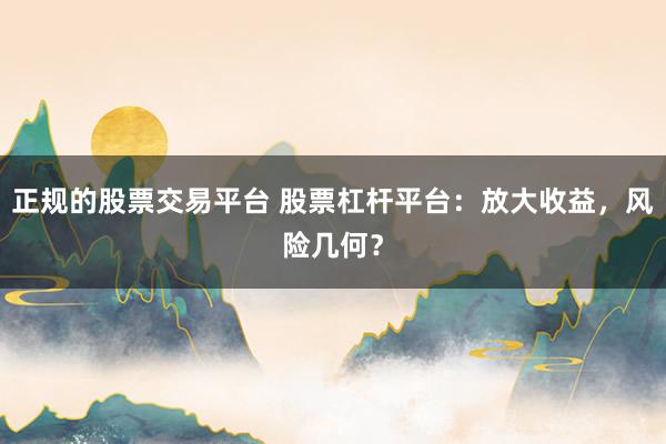 正规的股票交易平台 股票杠杆平台：放大收益，风险几何？