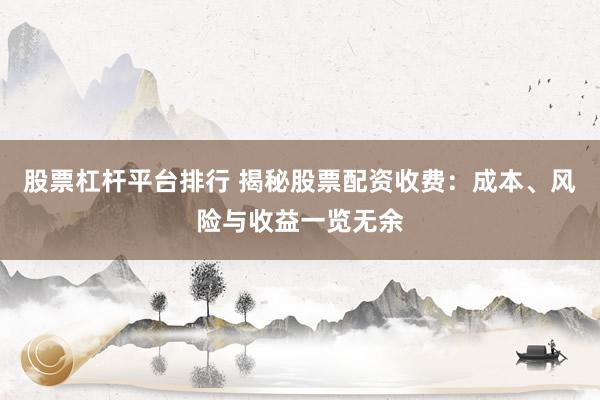 股票杠杆平台排行 揭秘股票配资收费：成本、风险与收益一览无余