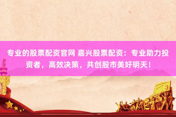 专业的股票配资官网 嘉兴股票配资：专业助力投资者，高效决策，共创股市美好明天！