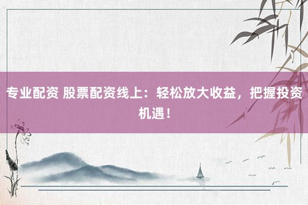 专业配资 股票配资线上：轻松放大收益，把握投资机遇！