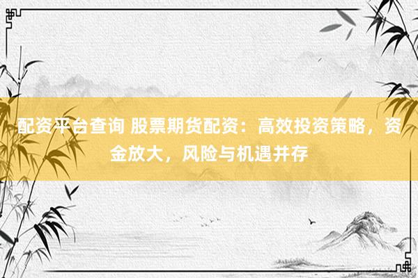 配资平台查询 股票期货配资：高效投资策略，资金放大，风险与机遇并存