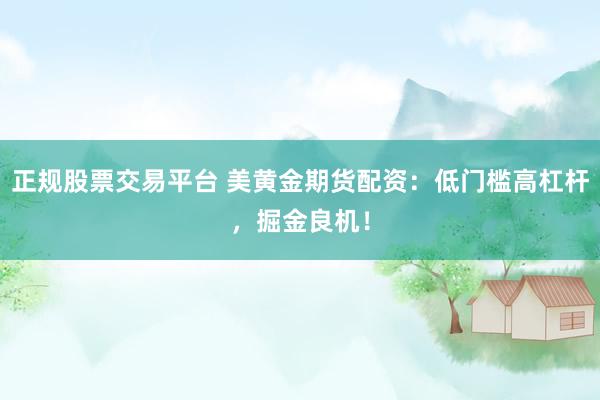 正规股票交易平台 美黄金期货配资：低门槛高杠杆，掘金良机！