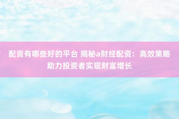 配资有哪些好的平台 揭秘a财经配资：高效策略助力投资者实现财富增长