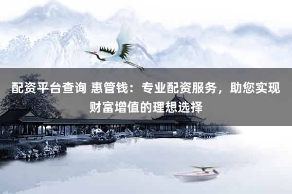 配资平台查询 惠管钱：专业配资服务，助您实现财富增值的理想选择