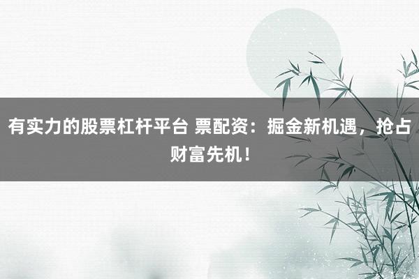 有实力的股票杠杆平台 票配资：掘金新机遇，抢占财富先机！