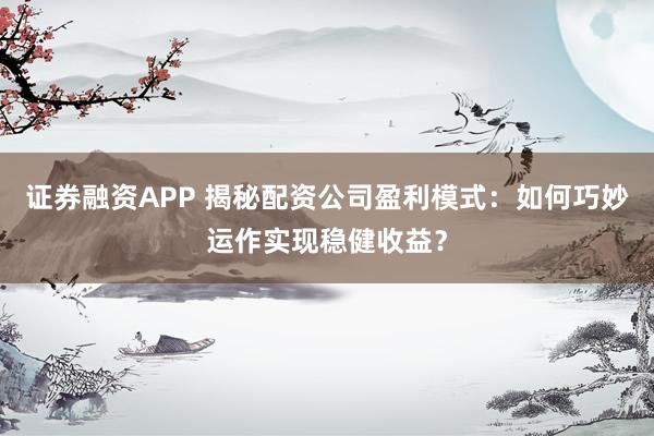 证券融资APP 揭秘配资公司盈利模式：如何巧妙运作实现稳健收益？