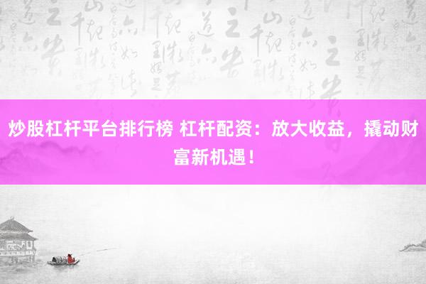 炒股杠杆平台排行榜 杠杆配资：放大收益，撬动财富新机遇！